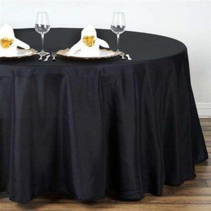 Fancy Round Polyester 132" Black Tablecloth